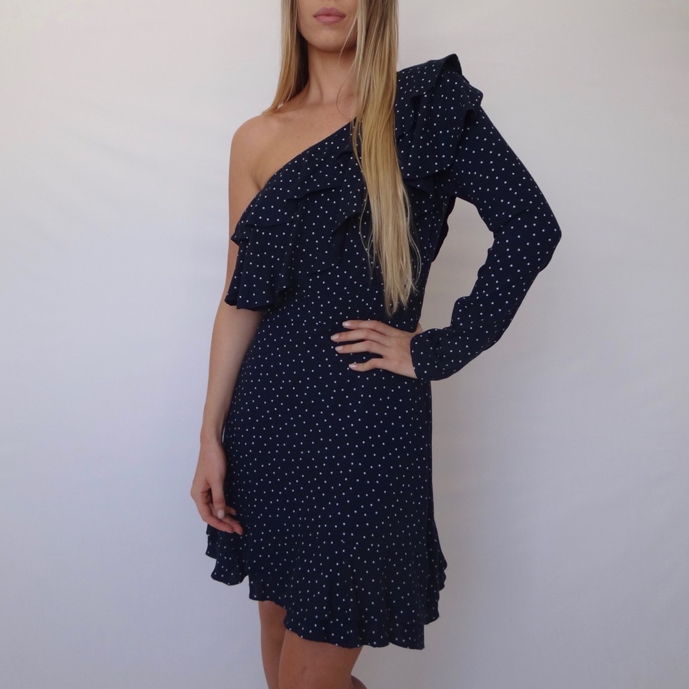 WAYF Laci One Shoulder Ruffle Tiered Dress